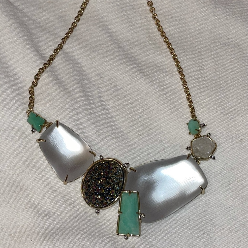 Alexis Bittar Lucite and Druzy Bib Necklace